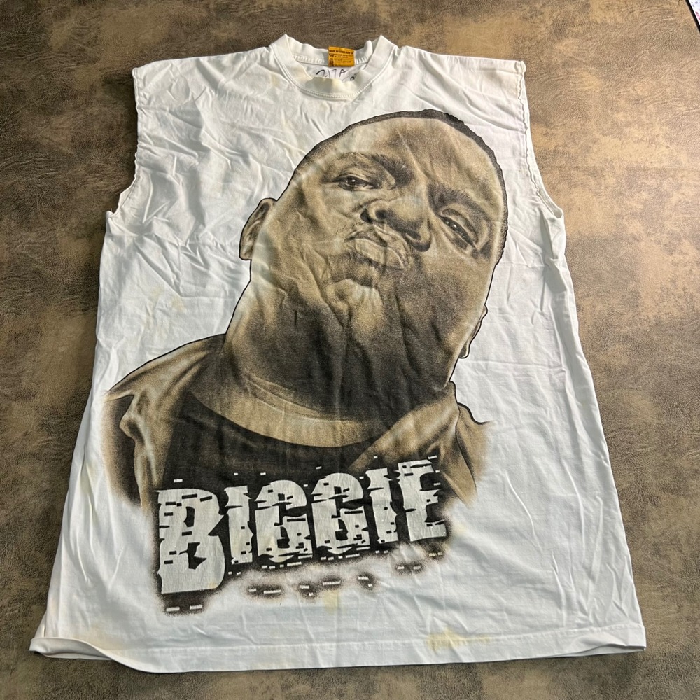 B.E.Z. Biggie Smalls Muscle Tee Mens 3XL White Notorious BIG Sleeveless Shirt